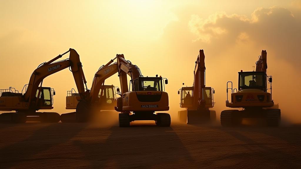 Anadolu Ekipman heavy machinery lineup operating at a construction site